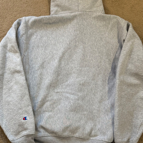 Vtg Champion Reverse Weave Womens Sweatshirt Gray Double Snap Collar Hooded M - Picture 11 of 12